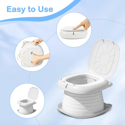 Portable Potty Chair for Toddlers with Splash-Proof Design, Foldable Travel Potty with Bag & 30 Refills - Kids Toilet for Car, Camping, Indoor - Easy Clean Baby Potty Training Seat(Red-blue)