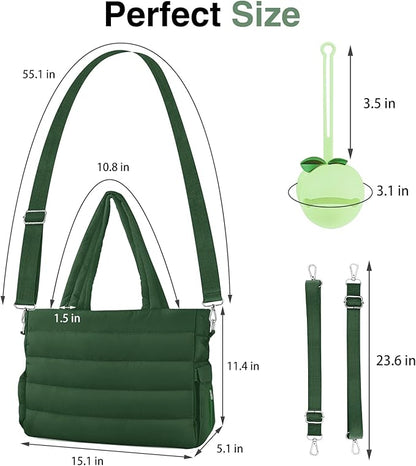 KUBYA Diaper Bag Tote, Puffer Diaper Tote Bags for Women Lightweight Travel Work Hospital Baby Bag Crossbody Mommy Bag
