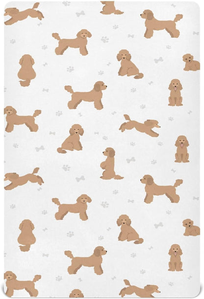 Fitted Crib Sheets White Bears with Clouds Stretchy Portable Playard Sheets for Baby Toddler, Breathable Soft Mini Crib Mattress 39 x 27 in for Boys and Girls