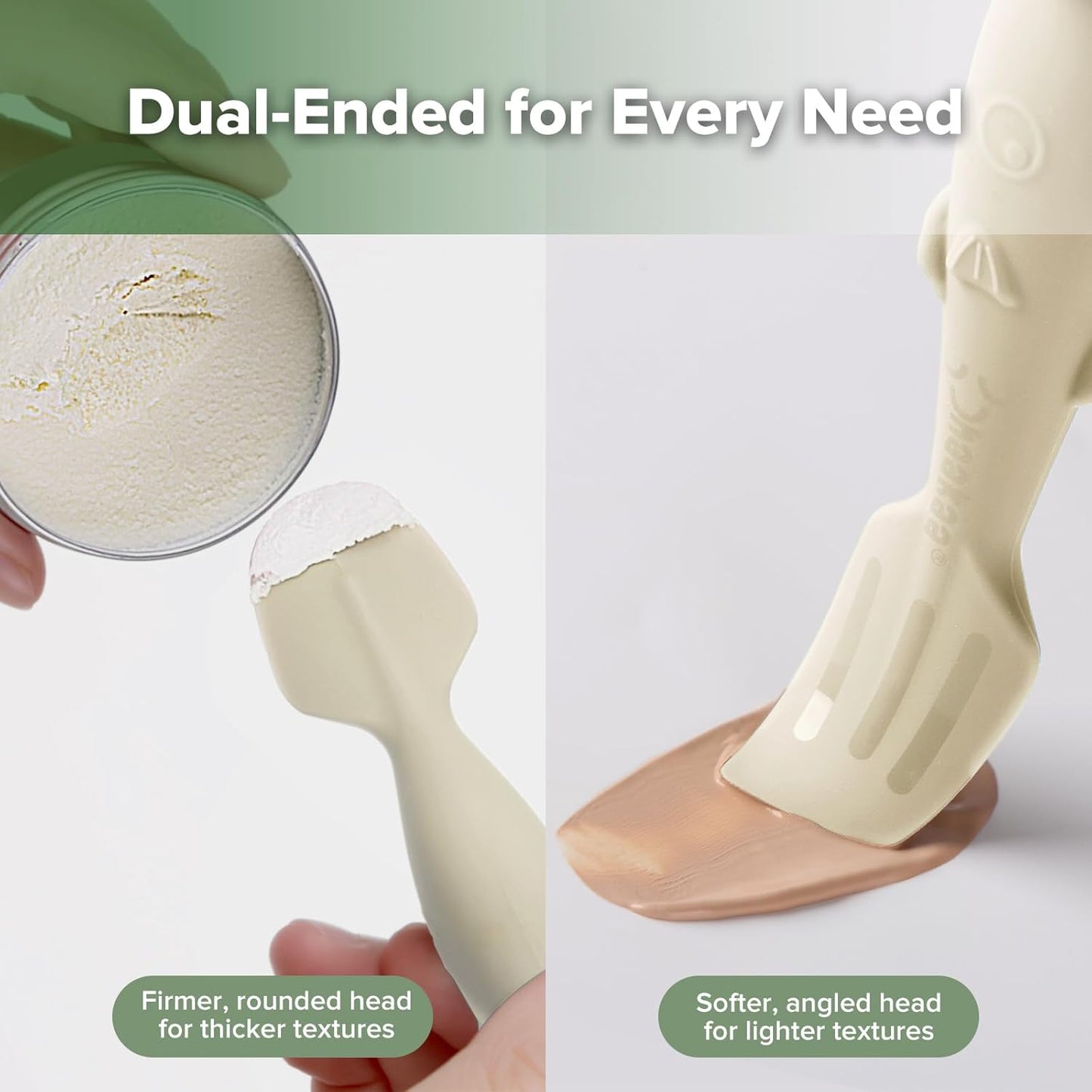 haakaa Baby Diaper Cream Spatula, NoMess Dual-Ended Silicone Diaper Rash Cream Applicator with Hygienic Case, Butt Spatula for Baby, Beige