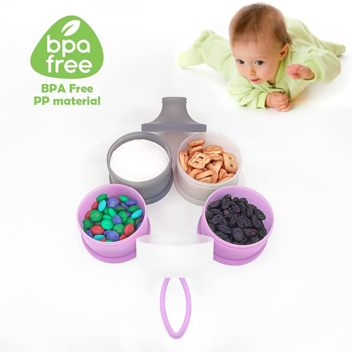 Baby Formula Dispenser, Formula Container, BPA Free, 4 Layers, Baby Feeding Travel Storage Container, Portable Milk Powder Dispenser Container, Non-Spill Stackable Baby Snack Storage Container