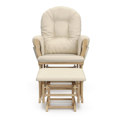 Storkcraft Premium Hoop Glider & Ottoman (White/Gray) — GREENGUARD Gold Certified Nursery Glider, Solid Wood Craftsmanship, Smooth-Gliding, Award-Winning - Colors A