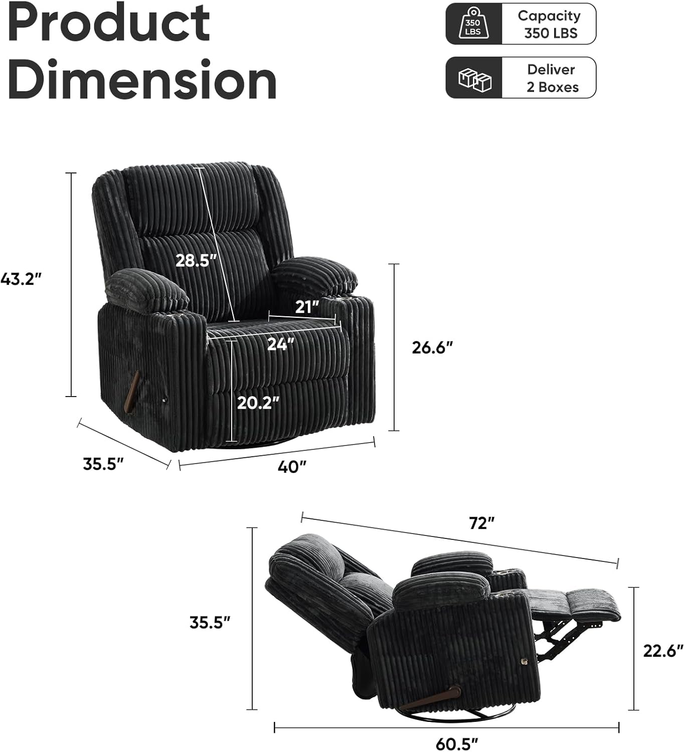 Oversized Power Recliner Chair with Massage and Heat, Swivel Rocker Recliner Chair for Adults with Arm Storage, Nursery Glider Recliner with Adjustable Headrest and Phone Stand, Side Pockets, Beige