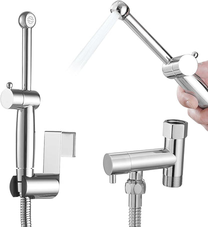 Handheld Bidet Sprayer for Toilet, All Brass Bathroom Toilet Sprayer Bidet Attachment Set, Baby Cloth Diaper Spraying Kit for Pet Bathing and Feminine Care, Brushed Nickel