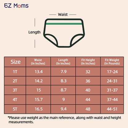EZ Moms 6 Packs Absorption Toddler Potty Training Underwear for Boys 100% Cotton Toilet Training Pants 1T Leakproof Reusable Kid Confident Toddler Panties Dinosaur Pee Pants with Potty Sticker Chart