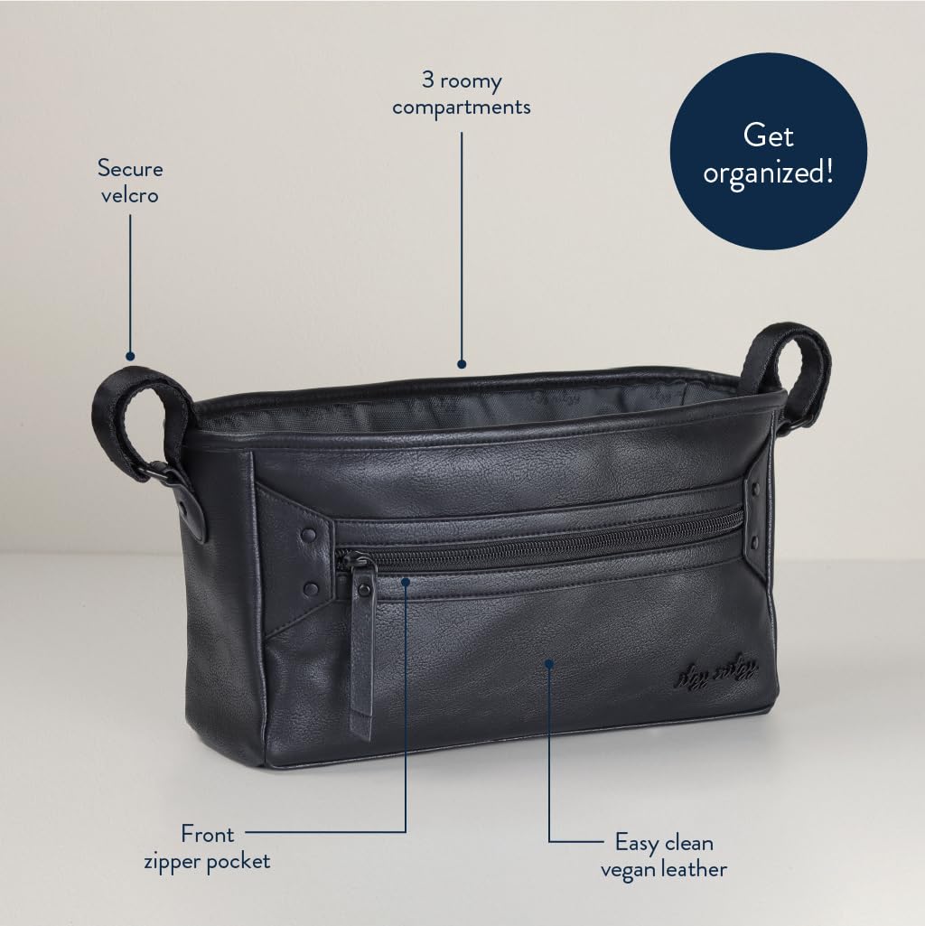 Itzy Ritzy Adjustable Stroller Caddy and Organizer Bag Featuring Front Zippered Pocket, 2 Built-In Interior Pockets & Adjustable Straps to Fit Nearly Any Stroller (Coffee and Cream)