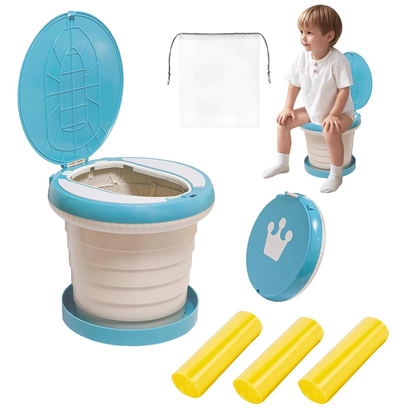 SunnySmile portable, foldable potty seat for toddler, Training Toilet Seat Emergency Toilet for Car, Camping, Outdoor, indoor (grey, small)