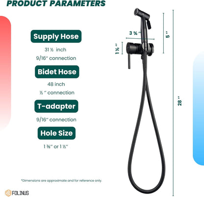 Handheld Bidet Sprayer for Toilet Warm Water Mounted on The Bathroom Vanity，Stainless Steel Hot and Cold Bidet Sprayer with Brass Mixing Valve for Feminine Hygiene (Chrome)