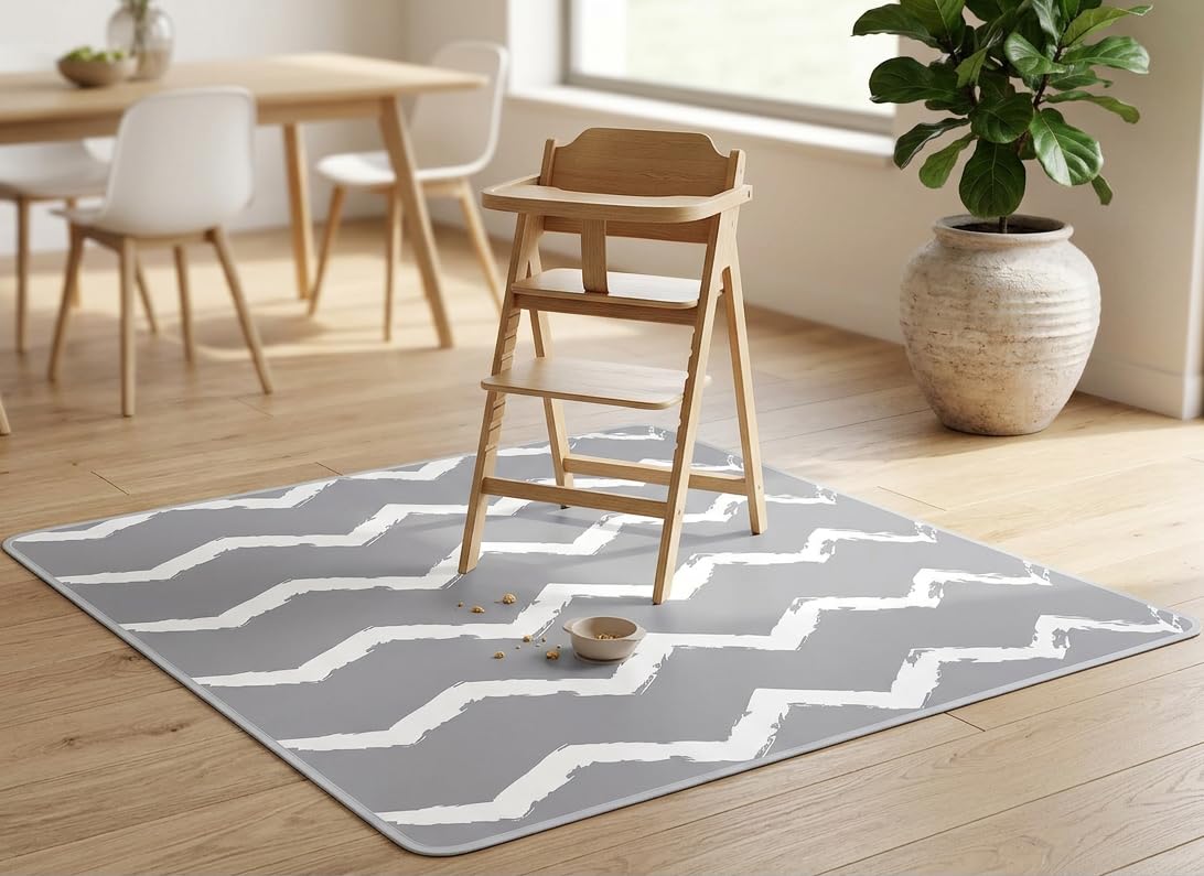 Splat Mat for Under High Chair/Arts/Crafts, Waterproof and Anti-Slip Splash Mat Floor Protector, Washable Highchair Floor Mat, 51 Inch Reusable Messy Mat and Baby Feeding Table Cloth