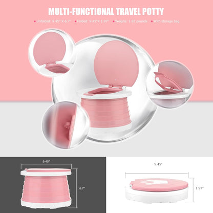 Portable Potty for Toddler Travel Foldable Potty Seat for Toddler Training Toilet for Kids Boys Girls Car On The Go Potty Travel Toilet Chair for Camping Park Indoor/Outdoor
