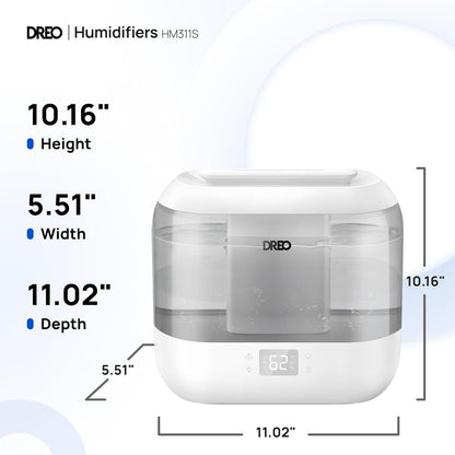 Dreo Smart Humidifiers for Bedroom, Top Fill 4L Supersized Humidifier Large Room with 28 dB, 36H Runtime, Touch/APP/Voice Control, Nightlight, Cool Mist Humidifiers for Baby, Plants, Indoor, Black