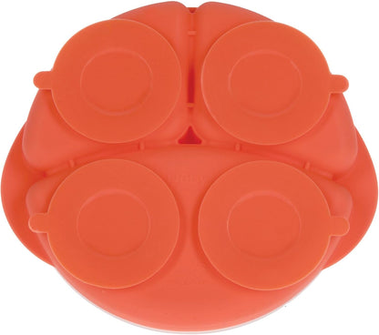 Nuby Silicone Round Suction Plate with Lid - Dishwasher-Safe Baby and Toddler Plate - 6+ Months - Aqua and Coral - Back to School Essentials