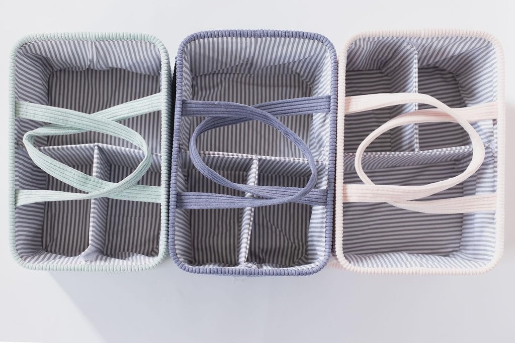 Diaper Caddy Organizer - Mint Curdoroy Baby Storage Bin for Nursery & Car | Baby Shower Basket & registry Essential