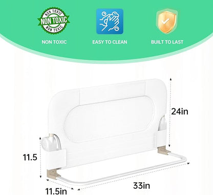 UPGOGO Folding Toddler Bed Rails for Crib,Toddler Bed Guard Rail with Reinforced Anchor Safety System,Bed Rail for Kids Fit,Bunk,Full Size,Queen,King,Twin(White,33"x23.6")