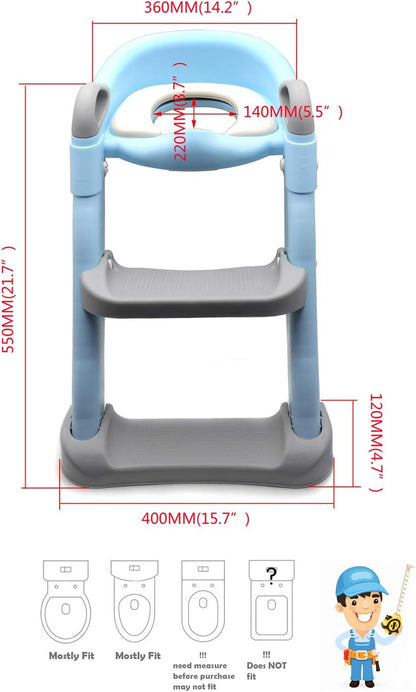 HTTMT- Giraffe Potty Training Toilet Ladder Seat With Upgraded Cushion Step Stool Ladder Toilet Chair/Toilet Trainer for Baby Toddler Kids Children In Pink [P/N: ET-BABY001-PINK STEP]