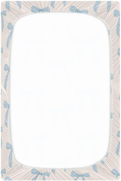 Fitted Crib Sheets Cactus and Floral Stretchy Portable Playard Sheets for Baby Toddler, Breathable Soft Mini Crib Mattress 52 x 28 in for Boys and Girls