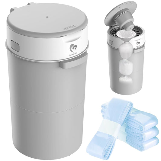 Bellababy Diaper Pail, Upgrade Baby Diaper Bin with Double Odor Locking, Includes 4 Refills (270 inches/pcs), Compact Design for Nursery