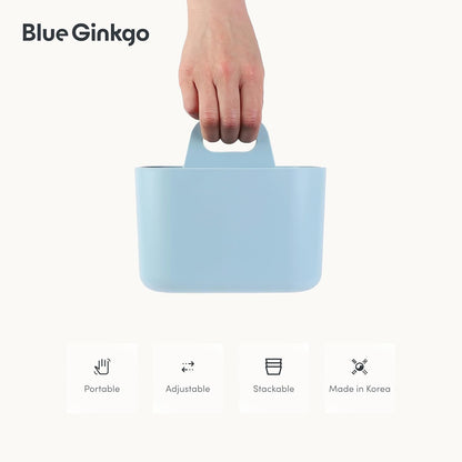 BLUE GINKGO Stackable Organizer Caddy – Korean-Made Portable Tote for Bathroom, Office, Crafts, or School Supplies (Rectangle, Green)