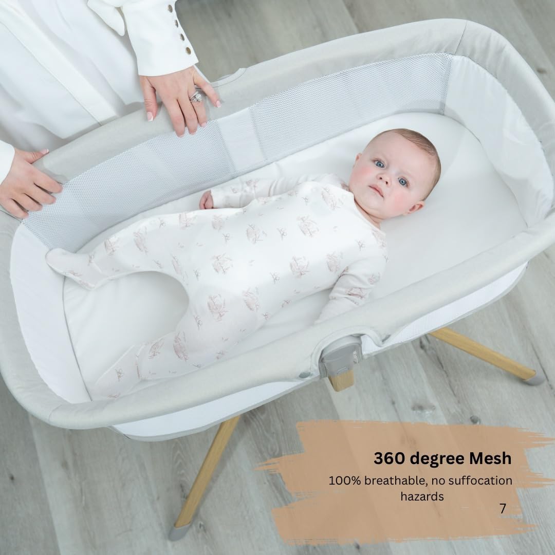 Baby Bassinet with Rocking/Gliding, Portable Bedside Sleeper for Baby with Foam Mattress, Baby Bedside Crib for Newborns and Infants with Carrybag
