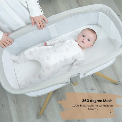 Baby Bassinet with Rocking/Gliding, Portable Bedside Sleeper for Baby with Foam Mattress, Baby Bedside Crib for Newborns and Infants with Carrybag