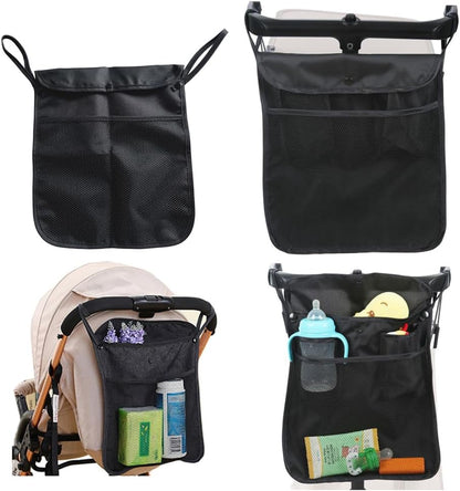 Baby Stroller Organizer,Black,Umbrella stroller organizer,Extra pockets to store snacks/wipes items,Holds water bottles, toddler sweat shirt etc (Black)