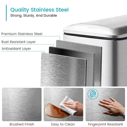 Diaper Pail, Airtight Odor Control Baby Diaper Bin with Childproof Lock, Stainless Steel Garbage Pail with lid, 15 Liter/ 4 Gallon Compact Nursery Trash Can with Removal Inner Liner, Blue