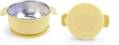 Stainless Steel Baby Suction Bowls with Handles 2 Pack, Non-Slip Children Food Bowl with Silicone Sleeve for Kids Toddlers Infants, Unbreakable & Non Toxic (Sage Green & Mocha Mousse)
