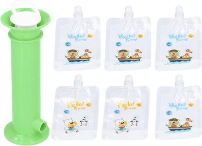 Baby Food Pouch Maker Safe and EasytoClean Fruit Puree Filler 7pcs Set Food Dispenser for Kids Squeezable Pouch for Toddlers (Green)