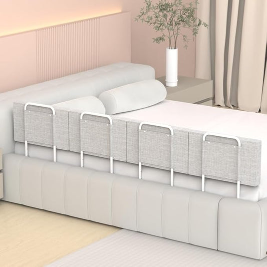 Bed Rail, Bed Rail for Toddlers, Kid, 78.7 Inch Bed Side Rails Safety for Queen, King, Full, Twin, Bunk, Dorm Beds to Prevent Falls, Bed Barrier for Dogs, Easy Installation (Gray, 4 Packs)