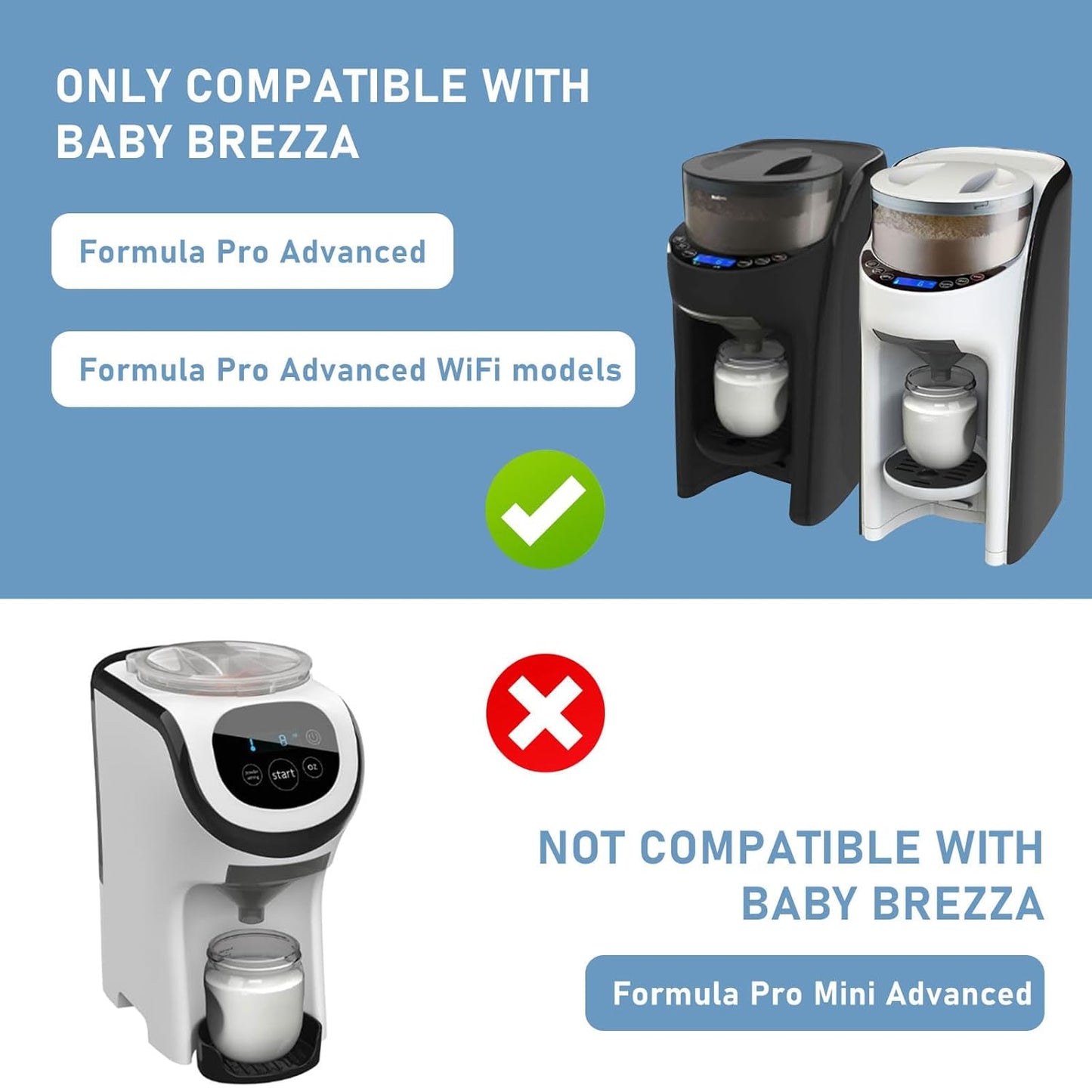 Baby Formula Dispenser Replacement Funnel Compatible with Baby Brezza Formula Pro Advanced and Pro Advanced WiFi Models ONLY, Replacement Funnel & Cover, NOT Fit Formula Pro MINI Mixer Machine, 2-Set
