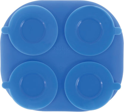 Nuby Silicone Round Suction Plate with Lid - Dishwasher-Safe Baby and Toddler Plate - 6+ Months - Aqua and Coral - Back to School Essentials