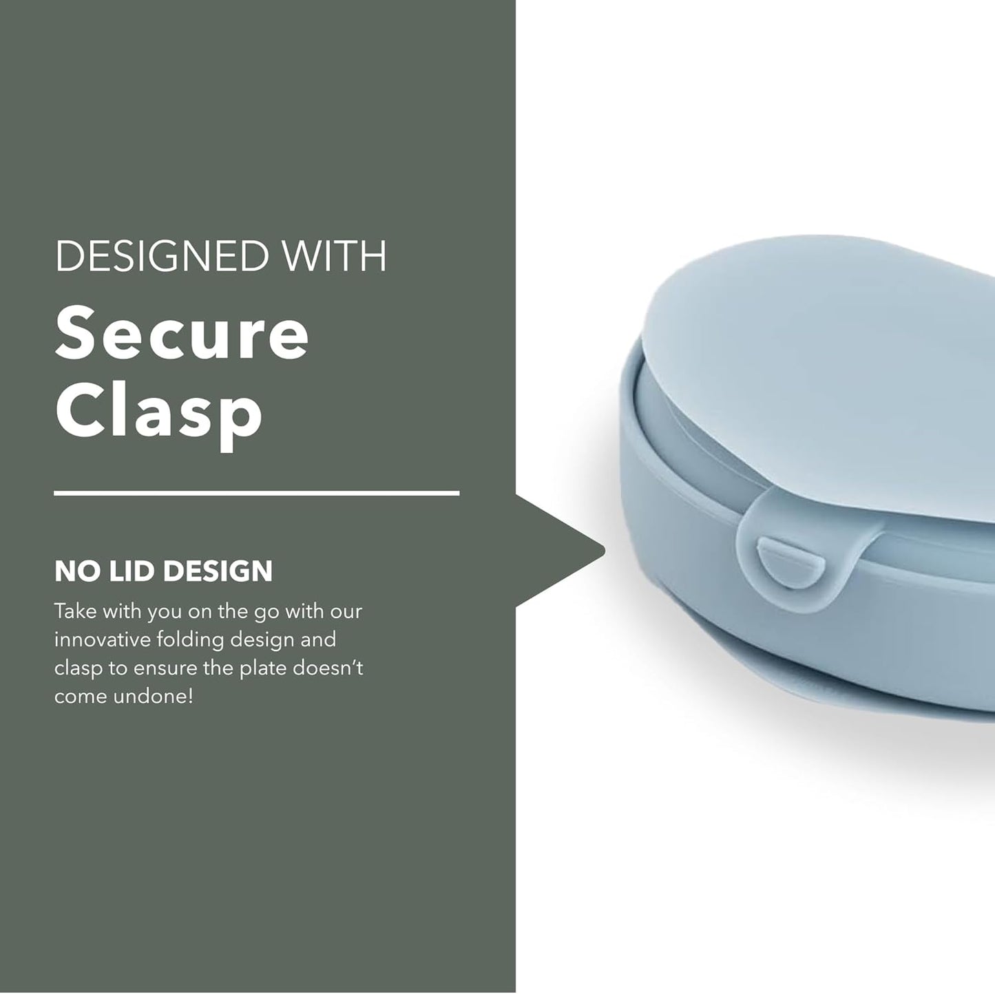 Miniware Baby Travel Plate with Suction - Foldable Silicone Baby Travel Essential to Promote Self-Feeding - Dishwasher Safe, BPA Free, Food Grade Silicone Baby Plate For On The Go - Sage Silifold