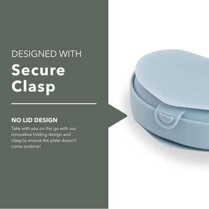 Miniware Baby Travel Plate with Suction - Foldable Silicone Baby Travel Essential to Promote Self-Feeding - Dishwasher Safe, BPA Free, Food Grade Silicone Baby Plate For On The Go - Sage Silifold