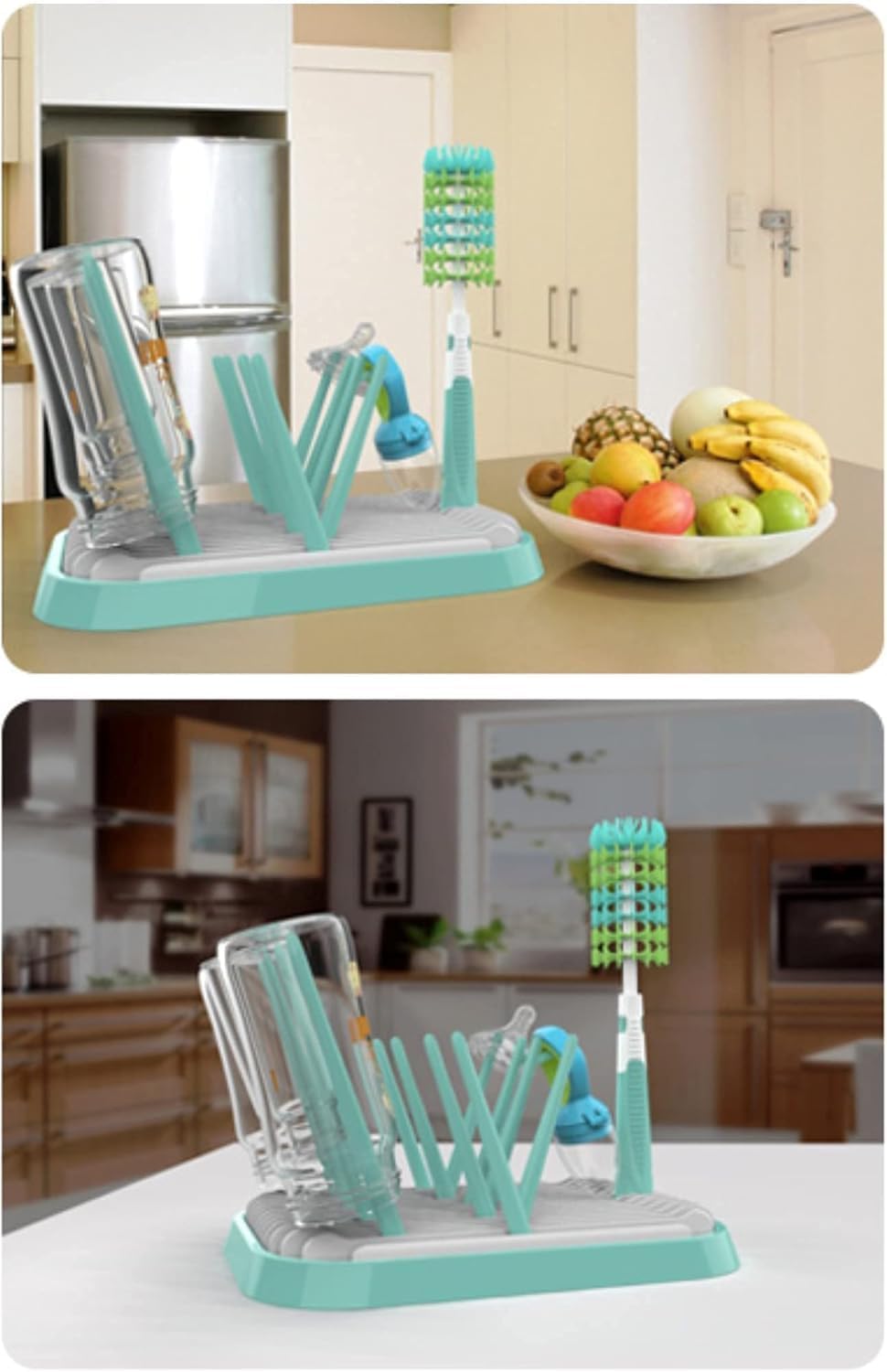 Baby Bottles Drying Rack, Folding Drainer for Feeding Bottles Accessories Dryer Holder(Green)