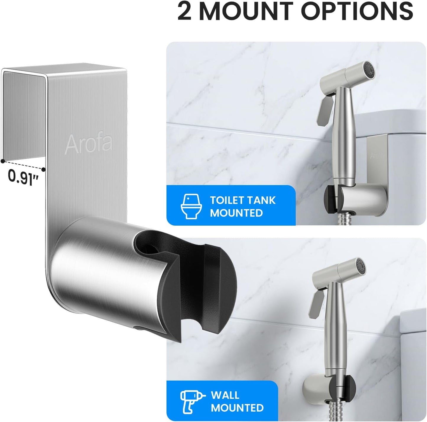 Arofa Handheld Toilet Bidet Sprayer for Toilet-Adjustable Water Pressure Control with Bidet Hose for Feminine Wash, Stainless Steel Brushed Nickel Bidet Faucet Cloth Diaper for Baby Wash