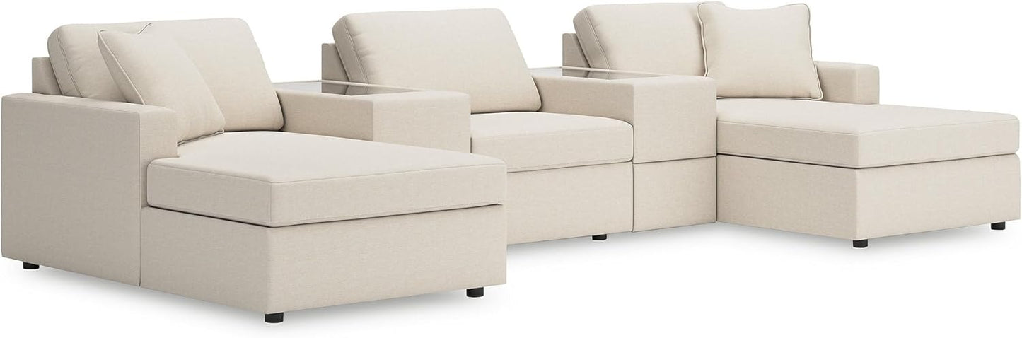 Signature Design by Ashley Modmax Coastal Press-Back Swivel Glider Rocker Recliner with Machine Washable Cover, Hidden Storage Compartments and 2 Bolster Pillows, Beige - Colors B
