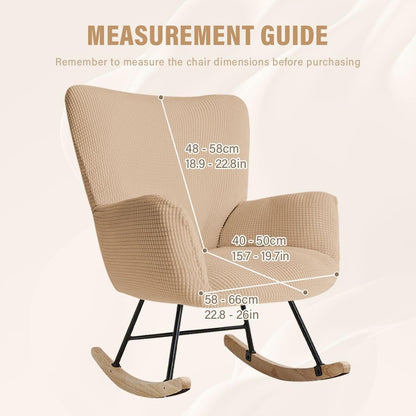 Nursery Rocking Chair Cover Stretch Glider Chair Covers Jacquard Modern Reading Chair Slipcover Rocking Accent Armchair Protector for Living Room Nursery Bedroom, Beige