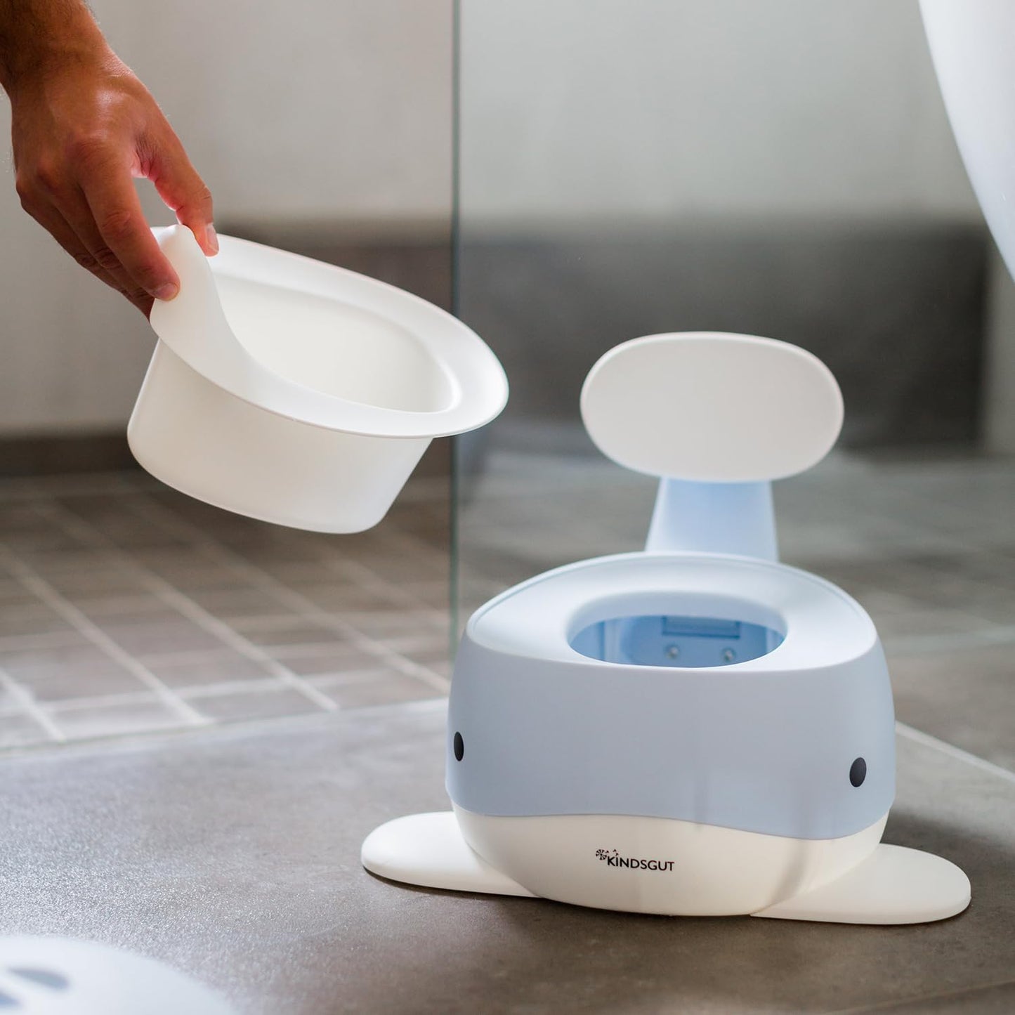 Kindsgut Whale Potty Training Toilet – Ergonomic Toddler Potty for Boys & Girls, Designed in Germany, Non-Slip & Easy Clean, Pigeon Blue
