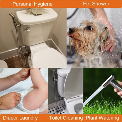 Handheld Toilet Bidet Sprayer for Toilet Stainless Steel Bathroom Bidet Sprayer Set Jet Sprayer Bidet Spray Hoses Kit Cloth Diaper Spray for Baby and Feminine Wash - Black (Silver)