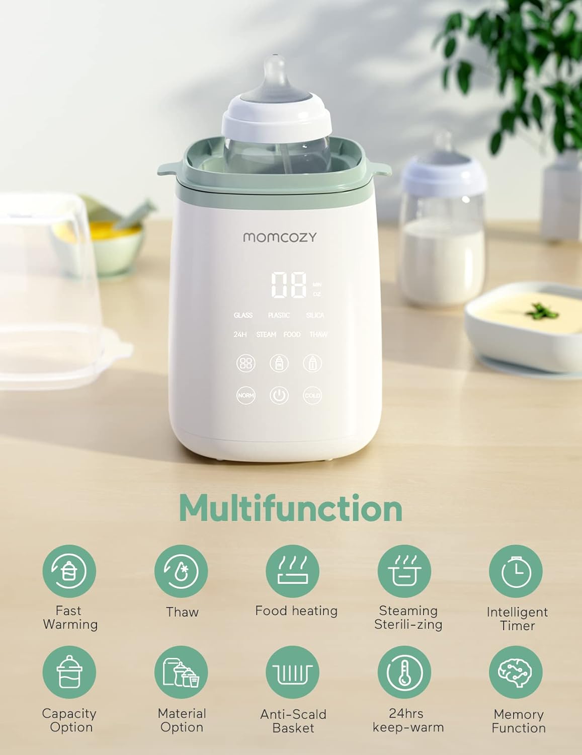 Momcozy 3 Layers Large Bottle Sterilizer and Dryer & Momcozy Bottle Warmer