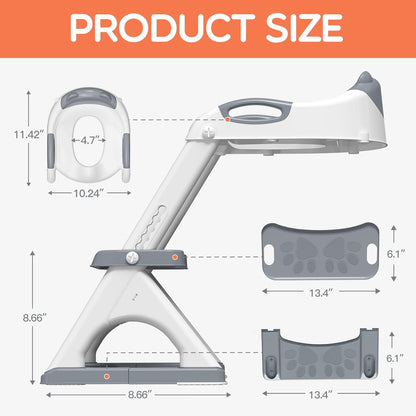 Potty Training Seat, SKYROKU Upgrade Toddler Toilet Seat for Kids Boys Girls, 2 in 1 Potty Training Toilet, Splash Guard Anti-Slip Pad Step Stool,New Sector-Shape Stabilized Base (8899+Grey)