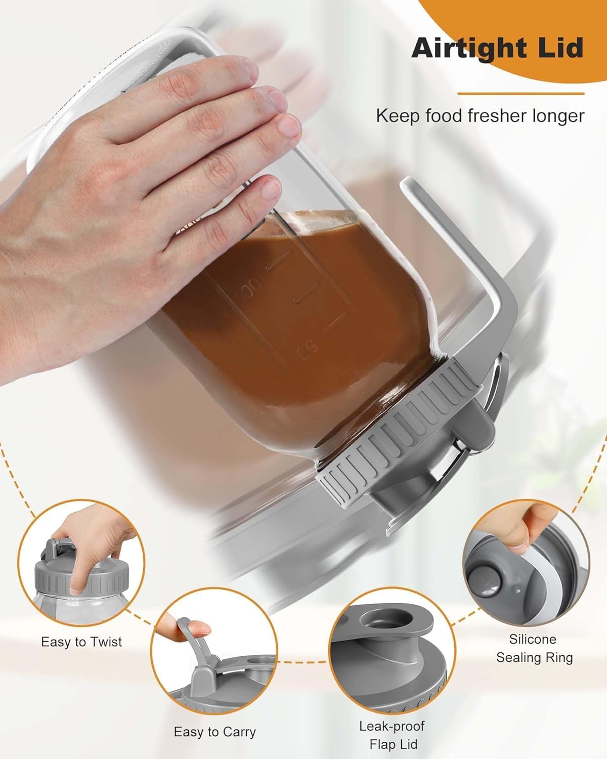 32oz Breast Milk Pitcher with Lid - Airtight Leakproof Glass Storage with Flip Cap & Pour Spout, Wide Mouth 1 Quart Breastmilk Storage Container Breastfeeding Essentials for Breastmilk, Formula, Milk