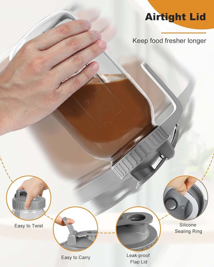 32oz Breast Milk Pitcher with Lid - Airtight Leakproof Glass Storage with Flip Cap & Pour Spout, Wide Mouth 1 Quart Breastmilk Storage Container Breastfeeding Essentials for Breastmilk, Formula, Milk