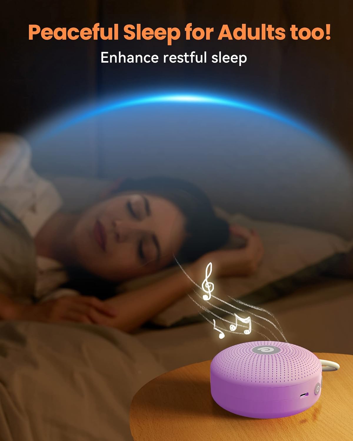 Dreamegg Portable Noise Machine for Baby Adult, Features Powerful Battery, 21 Soothing Sound, Noise Canceling for Office & Sleeping, Sound Therapy for Home, Travel, Registry Gift, Classic White