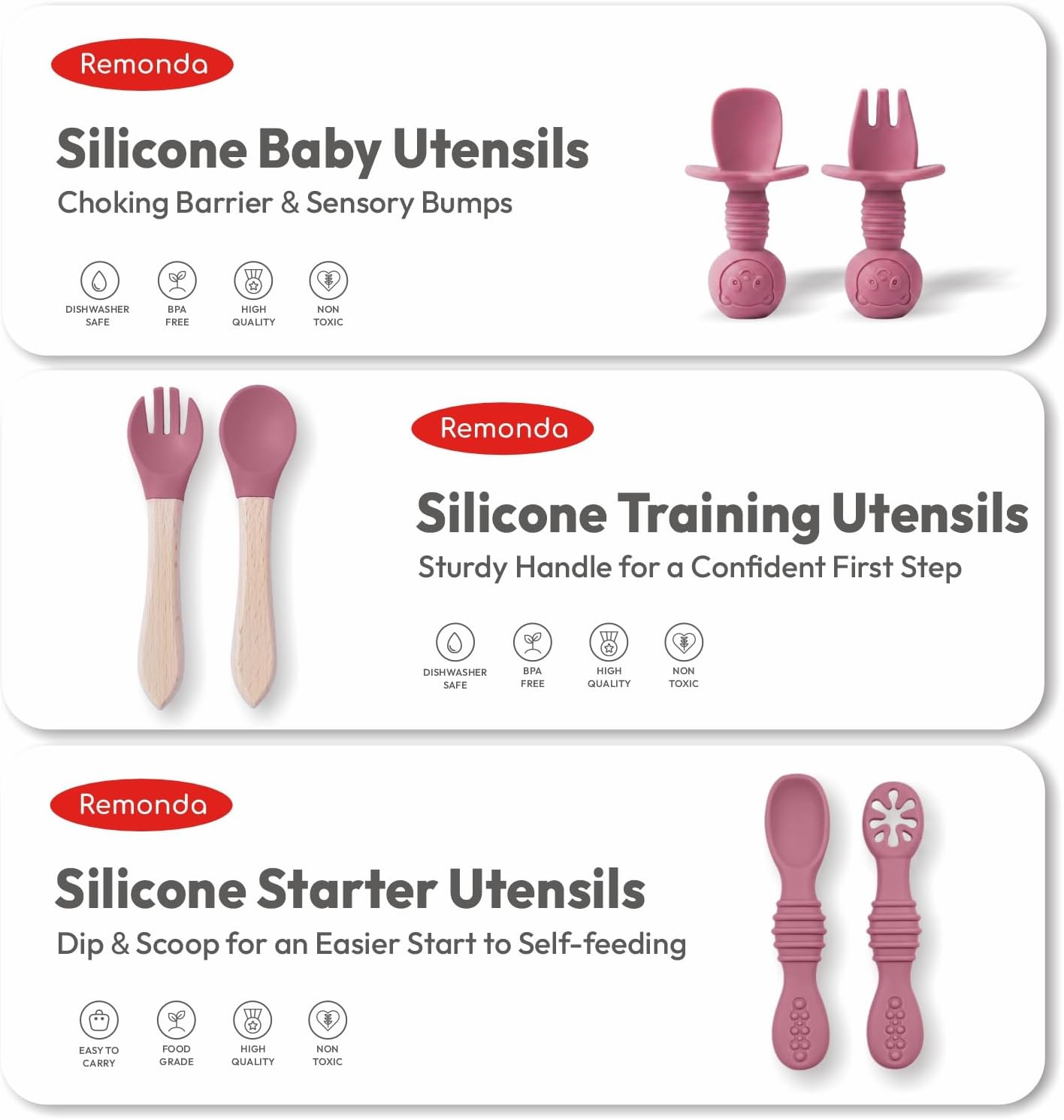 Remonda 23-Piece BPA-Free Silicone Baby Feeding Set | Extra Large Suction Plates, Toddler Bowls, Self Feeding Spoons, and More | Dishwasher Safe| Baby Led Weaning Supplies (Green）01
