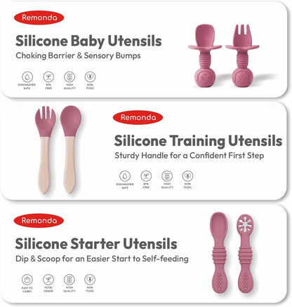 Remonda 23-Piece BPA-Free Silicone Baby Feeding Set | Extra Large Suction Plates, Toddler Bowls, Self Feeding Spoons, and More | Dishwasher Safe| Baby Led Weaning Supplies (Green）01