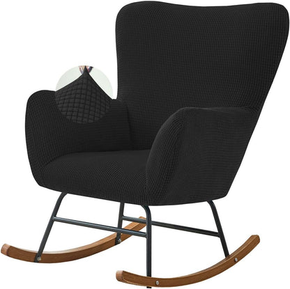 Levoberg Nursery Rocking Chair Cover Stretch Rocker Glider Chairs Cover Slipcovers Jacquard Rocking Accent Chair Cover Recliner Armchair Slipcover for Nursery Living Room Bedroom Office Black