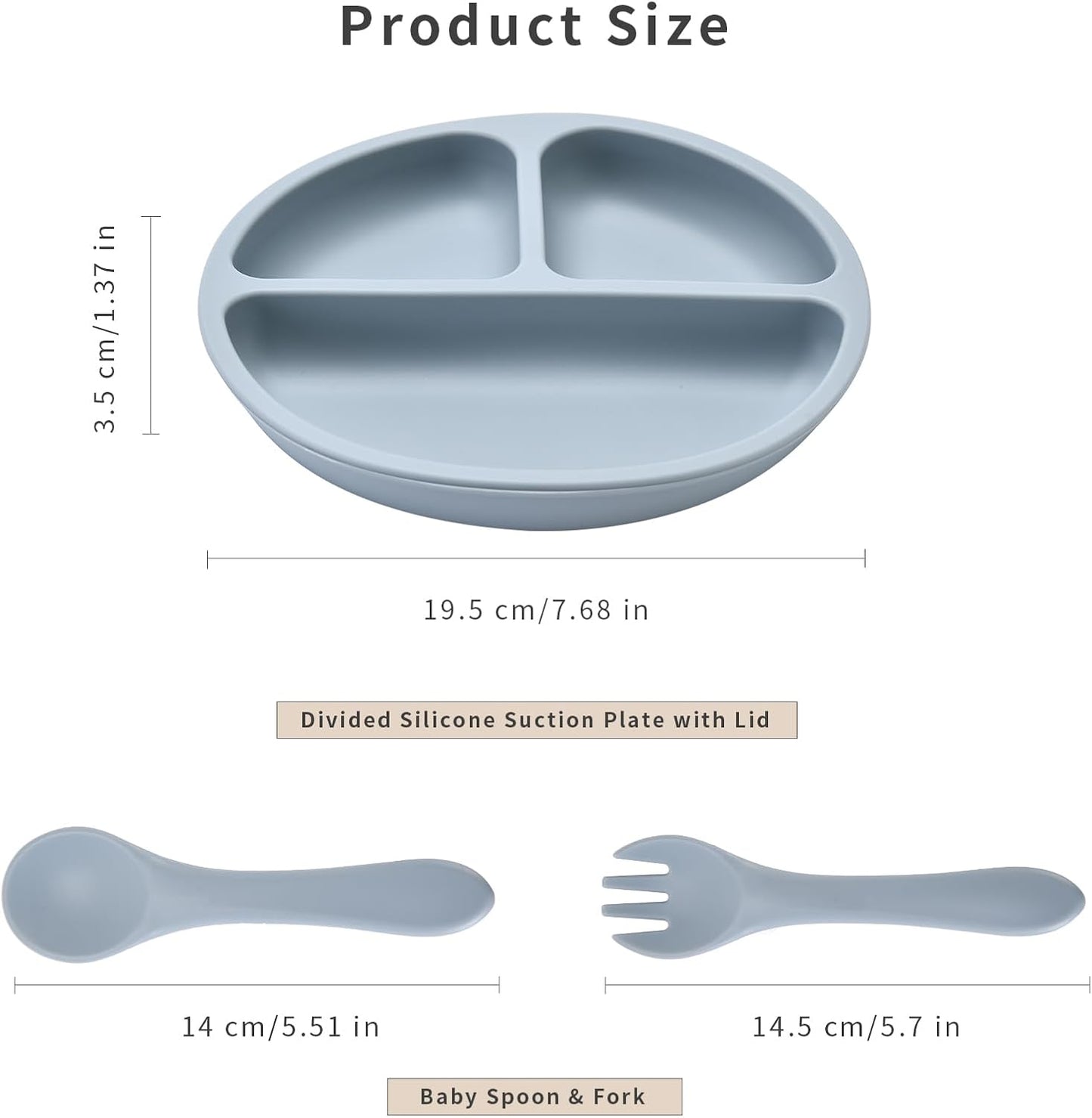 Baby Silicone Feeding Set, Baby Weaning Set, Baby Essentials, Includes Baby Spoons, Baby Bibs, Suction Plates for Baby， Baby Bowls, Food Grade Silicone, BPA Free (A-1)