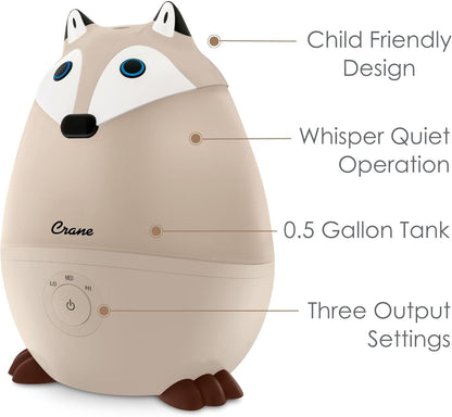Crane Baby Mini Adorable Snow Owl Baby Humidifier, 0.5 Gal Cool Mist Humidifiers with Aroma Tray and Nightlight, Whisper Quiet Ultrasonic Humidifier for Baby and Toddler Room, Congestion Relief