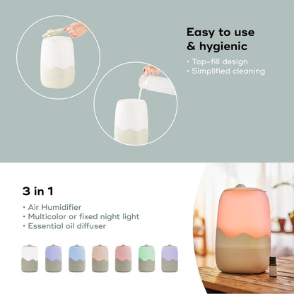 Babymoov Wave 3-in-1 Baby Humidifier, Easy Cleaning, Top Fill, XL Capacity for Large Bedroom and Nursery, Night Light & Essential Oil Diffuser (Baby Registry Essential)